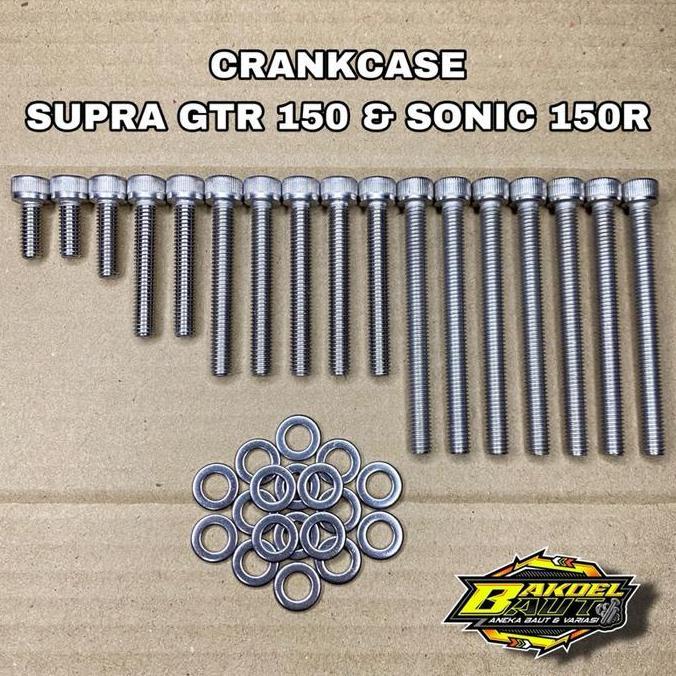 Baut L Blok Mesin SUPRA GTR 150 & SONIC 150R Fullset Crankcase Baut L Stainless Anti Karat 100% Stai