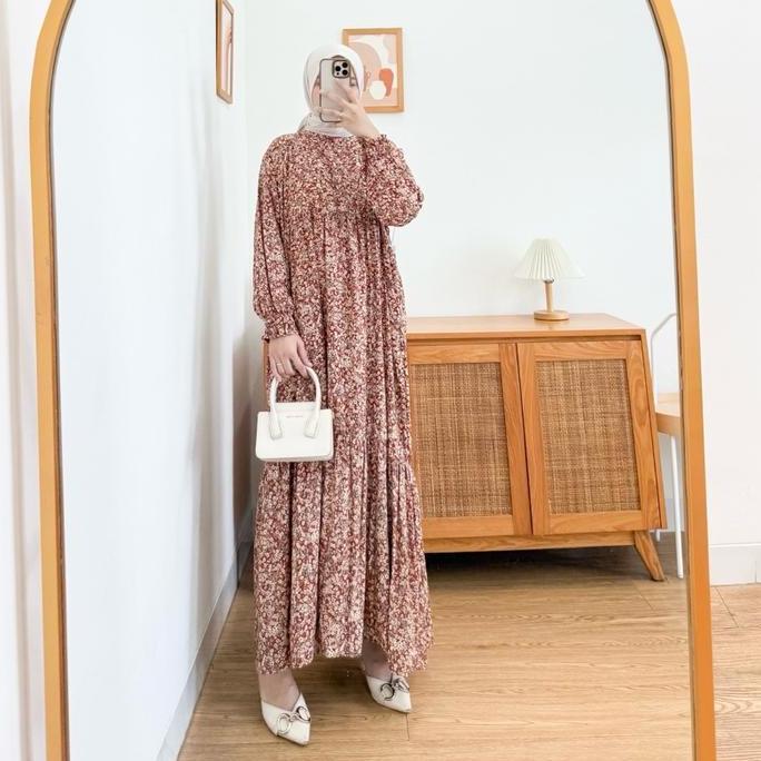 Regreg- Namira Dress By Lemoa Model Rempel Bawah Gamis Muslim Wanita Gaun Panjang Busui Lebar Mayung