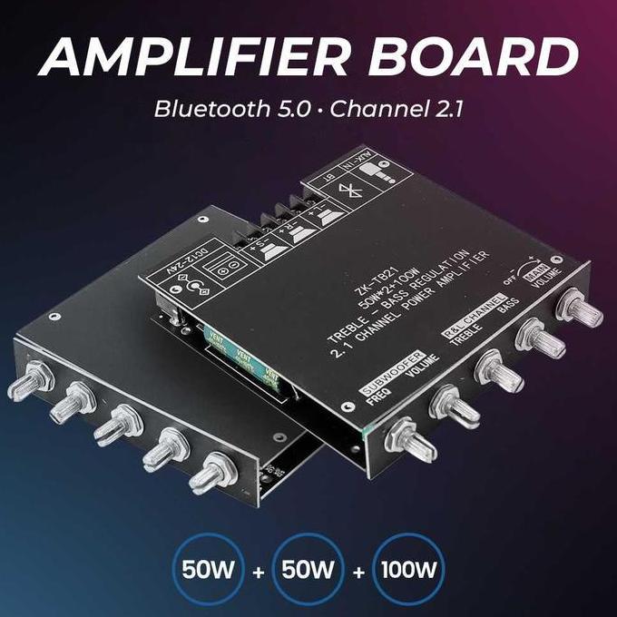 Amplifier Board Bluetooth 5.0 50Wx2 + 100W TPA3116D2 - ZK-TB21 HEMAT