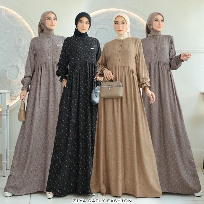 Regreg- Tivana Dress By Ziya ~ Gamis Rayon Premium Dress Karet Muslim Nyaman Wudhu Zipper Bumil Samp
