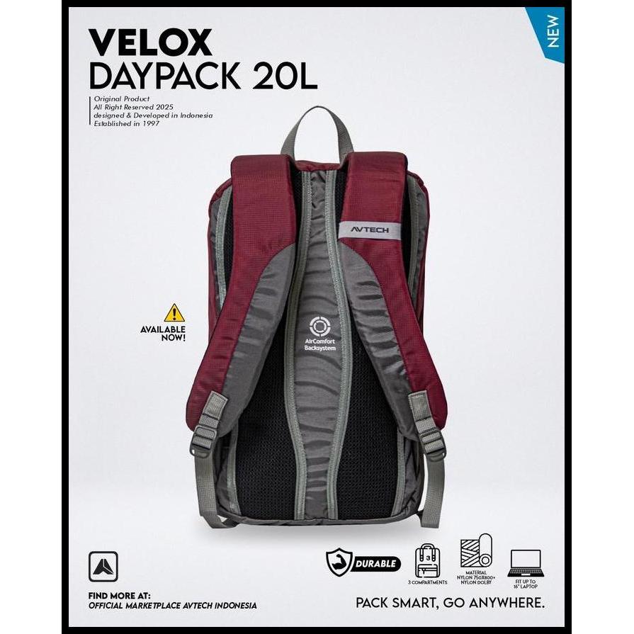 Best Seller Avtech - Tas Ransel Daypack Laptop Harian Sekolah Kerja Travel Bag Lifestyle 20 Liter - 