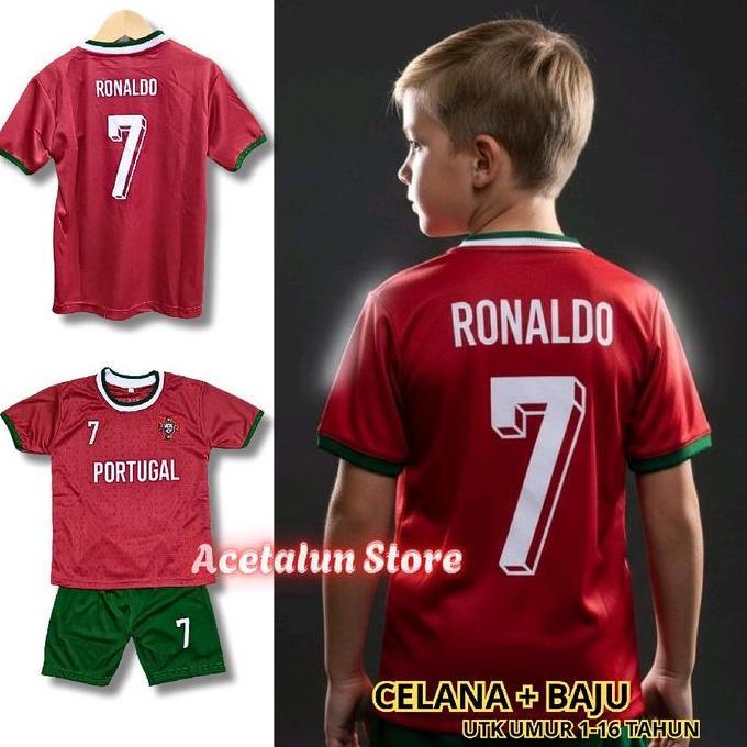 DR364 - SETELAN BAJU BOLA ANAK umur 1-16 tahun/JERSEY PORTUGAL/RONALDO Celana Outdoor Sport