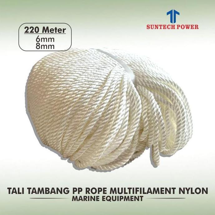 Tali Tambang PP Rope Putih Nylon Multi 6mm 16mm /Roll 220M