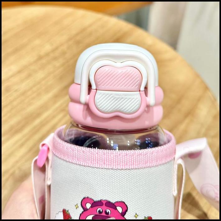 BT10813 - Botol Minum Anak Karakter Disney 650ml dengan Sedotan & Strap Stitch, Mickey, Lotso | Mode