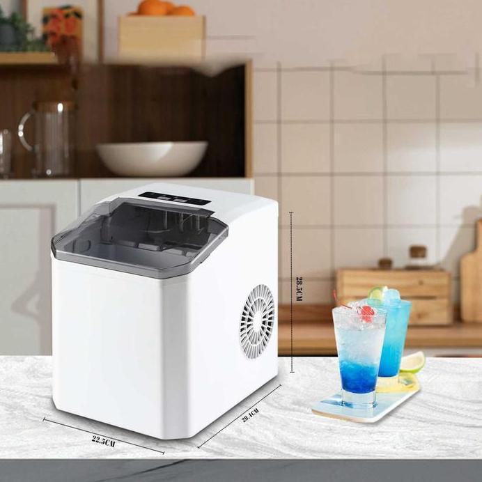 Mesin Es Batu Kristal Otomatis Pembuat Es Mini Portable Ice Maker 12kg 150W Putih Kitchenware