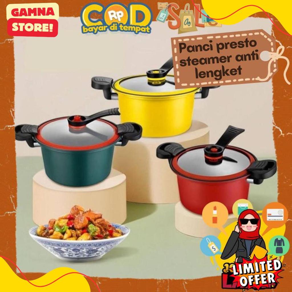 [Joeragan Lapak] Panci Presto Steamer Anti Lengket 22 Cm 3,5L Liter Pressure Cooker Pot Qme Sqrs Omi