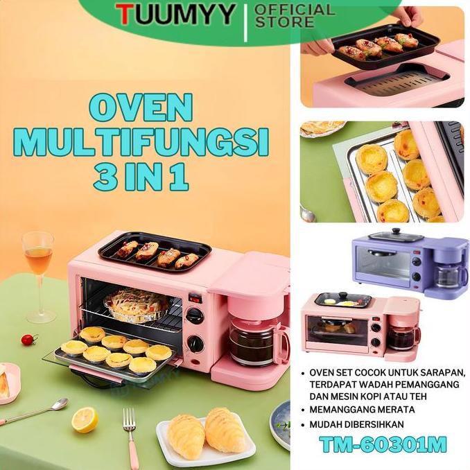Terlaris [Cod] Breakfast Maker / Oven 3In1 Multifungsi Grill Pan, Mesin Kopi / Teh, Pemanggan Pizza 