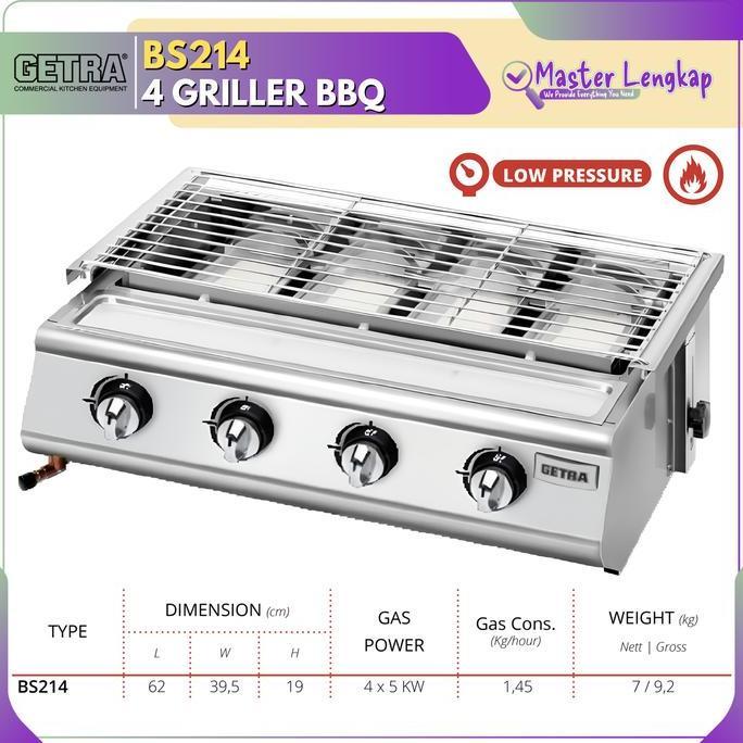 Terlaris Getra Griller 4 Burner Bbq Stainless Steel Bs214 / Bs 214 / Bs-214