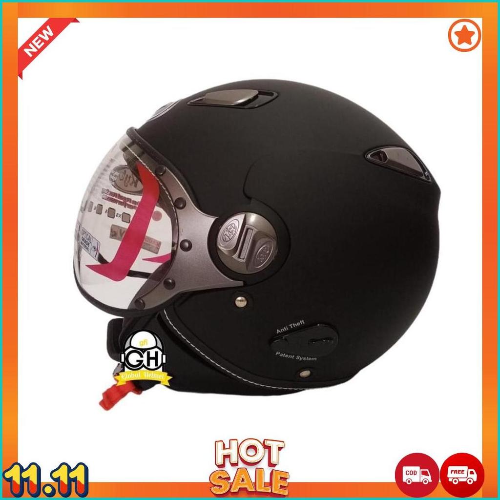 Helm Kyt Elsico Solid Black Doff Half Face Kyt Helm Half Face Kyt Elsico Matt Black [H2]