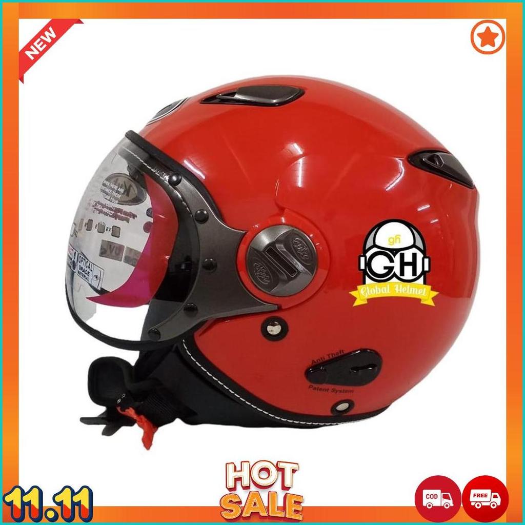 Helm Kyt Elsico Solid Fire Red Half Face Kyt Helm Half Face Kyt Elsico Fire Red [H2]