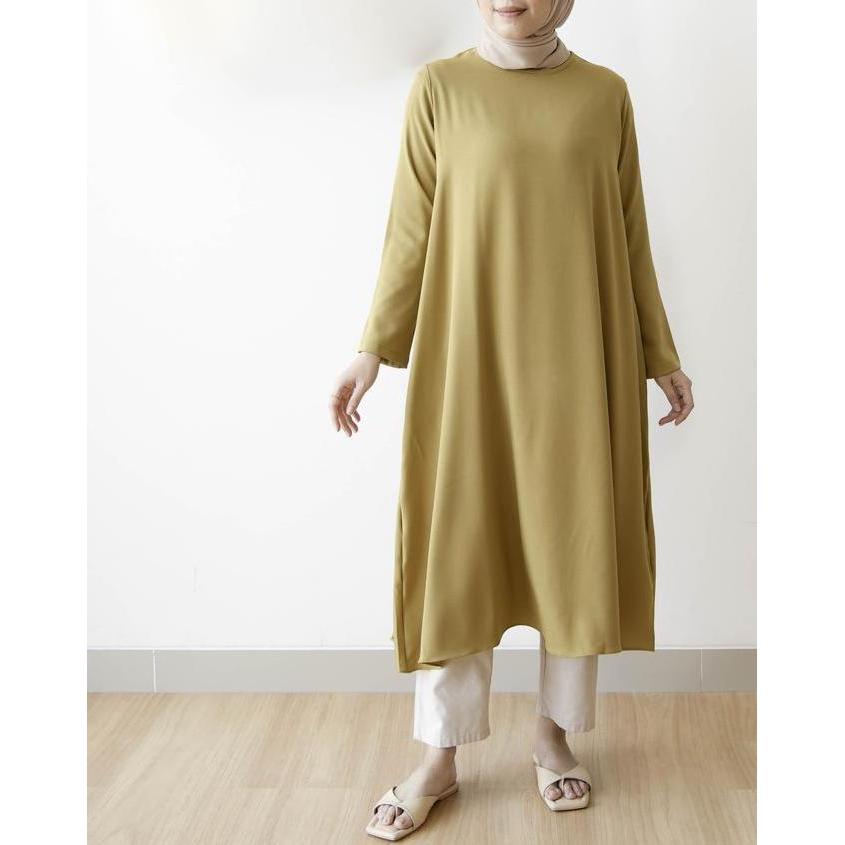 FREE ONGKIR MISTYVORI | IRENE TUNIK BAJU WANITA BASIC ANTI KUSUT POLOS MUSLIM PANJANG KATUN SOFT SIM
