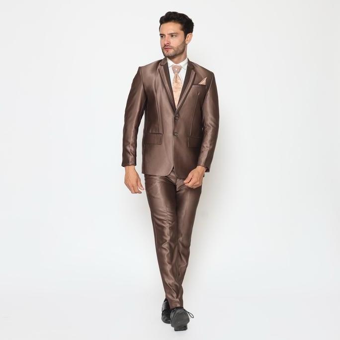 Jas Pria Semi Wool Glossy Setelan Jas Pengantin Pria Jas Pria Wedding Jas formal Non formal Blazer -
