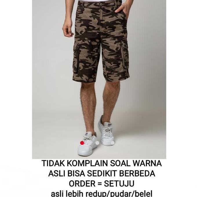 Celana Pendek Gunung Cargo Army Loreng Camo Pria Cardinal
