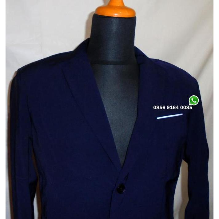 Jas Blazer Pria Slim Fit Navy Blue/Biru Dongker Kancing 2 S,M,L,XL