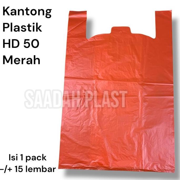 Blocke- Kantong Plastik Jumbo Merah Tebal / Kantong Kresek Besar Merah Uk.50