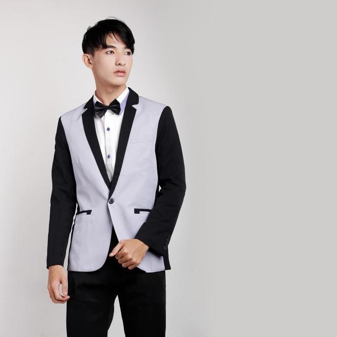 BLAZER PRIA BOLD BLACK - Jas Cowok Abu Hitam Casual Formal Kerja Nikah