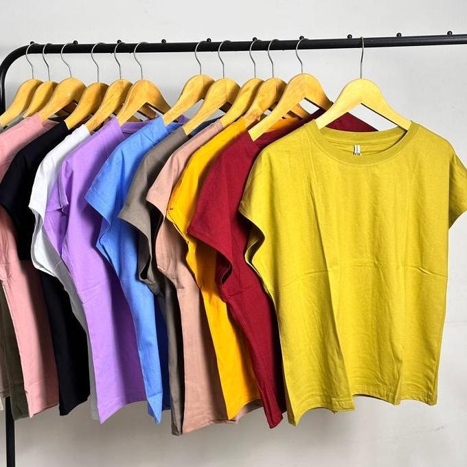 Cntikk- Kaos Crop Yukensi Polos Cewek Bahan Cotton Combad 24S Tebal Wanita Atasan Bulat Cantik Casua