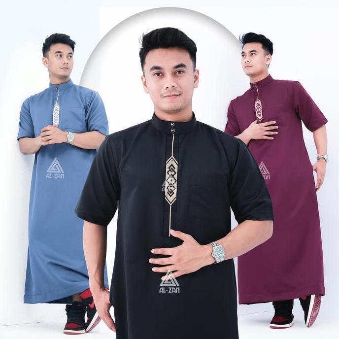 DISKON JUBAH PRIA MUSLIM REGULER JUBAH GAMIS PRIA LENGAN PENDEK BORDIR BUSANA MUSLIM BAJU JUBAH MUSL