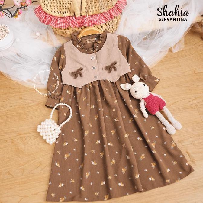 FREE ONGKIR SHAHIA SERVANTINA - YOONA DRESS CRINCLE GAMIS PITA ANAK PEREMPUAN BAJU MUSLIM