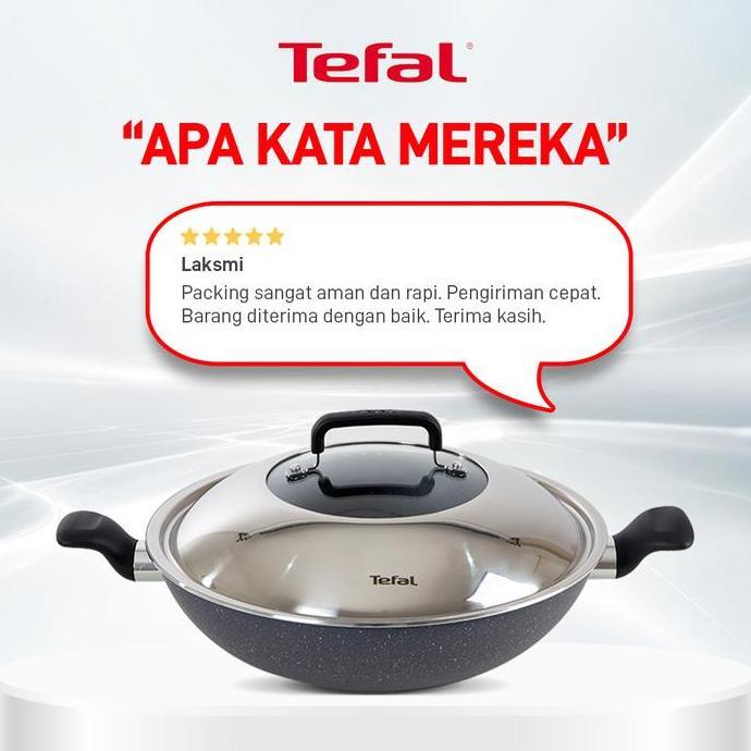 Kualitass- Tefal Wajan Kuali Penggorengan Anti Lengket Natura Wokpan 34Cm + Tutup