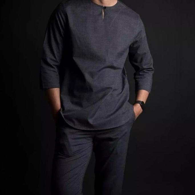 DISKON PAYDAY BAJU SEMI KEMEJA KOKO PRIA BASIC DEWASA MUSLIM POLOS LENGAN/TANGAN  PANJANG 7/8 KURTA 