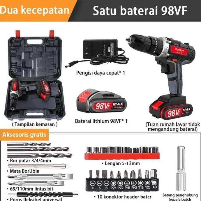 AL_KODRILAENI - BONKYO 198VF BOR MESIN ELEKTRIK DRILL 1MM SET REVERSIBLE MESIN BOR