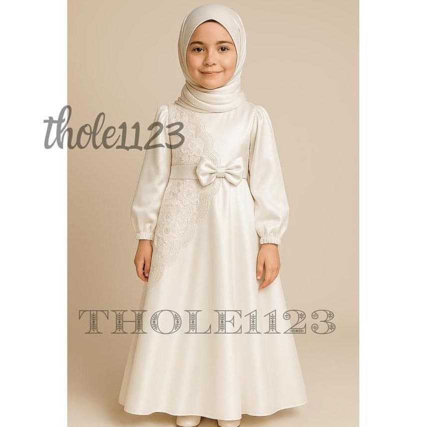 DISKON ALIFA GAMIS ANAK PEREMPUAN SET KERUDUNG 3-10 TAHUN TERBARU 2025 BAJU ANAK CEWEK BRUKAT BAHAN 