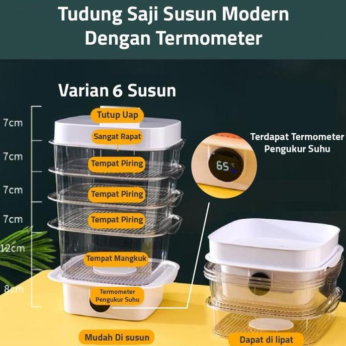 New- Ks Tudung Saji Susun Modern Dengan Termometer
