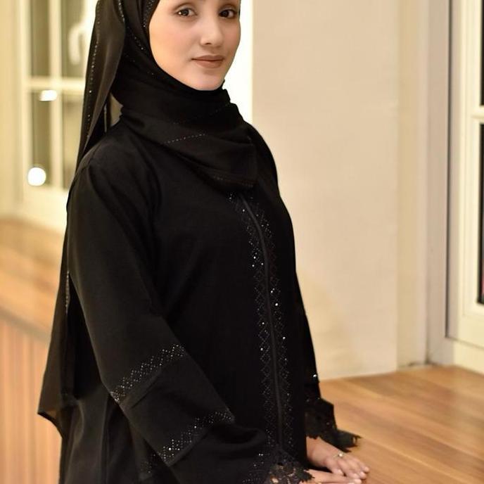 Abaya hitam jetblack gamis arab kekinian dress wanita muslim Zipper Mewah Cantik Renda