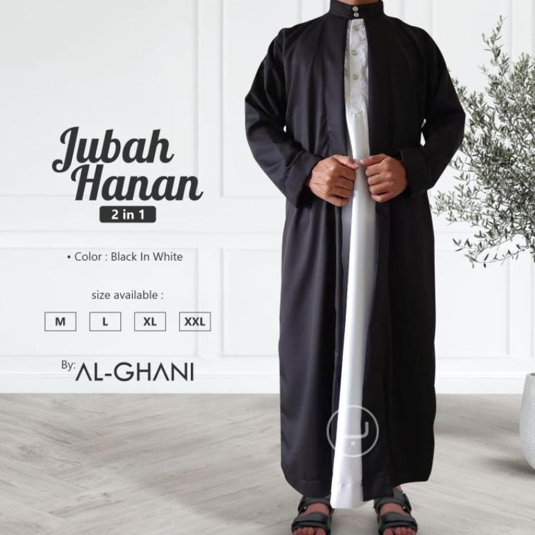 Gratong 1 Set Jubah Pria Luar Dalam, Jubah Hanan 2 In 1, Jubah Gamis Pria Premium Bahan Katun Exlusi
