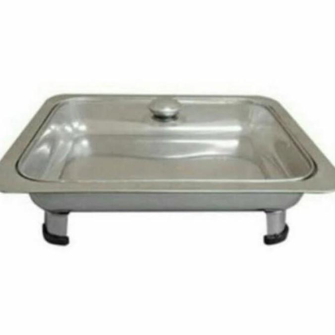 New- Serving Dish Hc / Prasmanan Stainless Steel + Tutup Kaca - Fast Food Dish