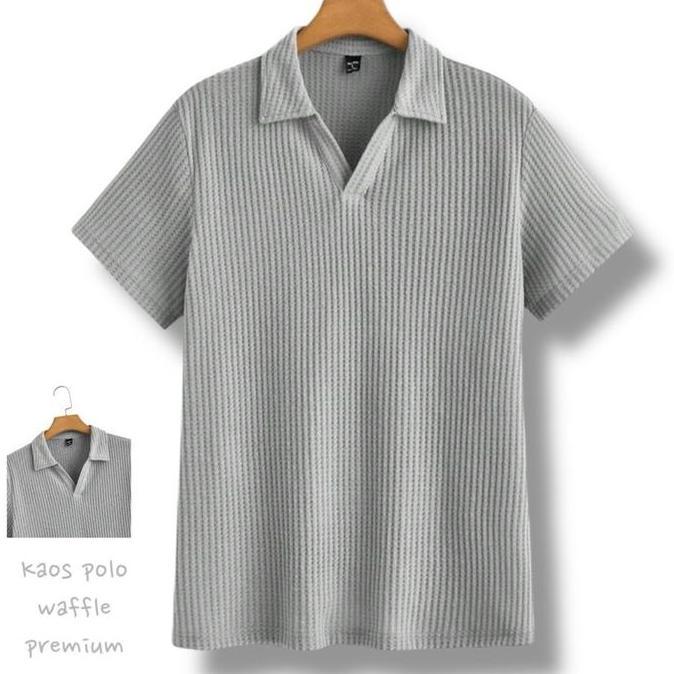 FREE ONGKIR KAOS POLO LENGAN PENDEK PRIA V-NECK WAFFLE PREMIUM BAJU DISTRO TERBARU KERAH COWOK DEWAS