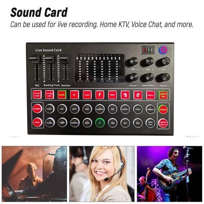 M9 Mixer USB Sound Card Live Broadcast Recording Effect Bluetooth