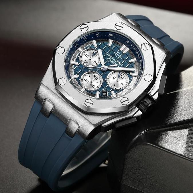 Evans Jayden Jam Tangan Pria 9560 Rubber Silicon Kaca Sapphire Chronograph Water Resistant 10 ATM Wa