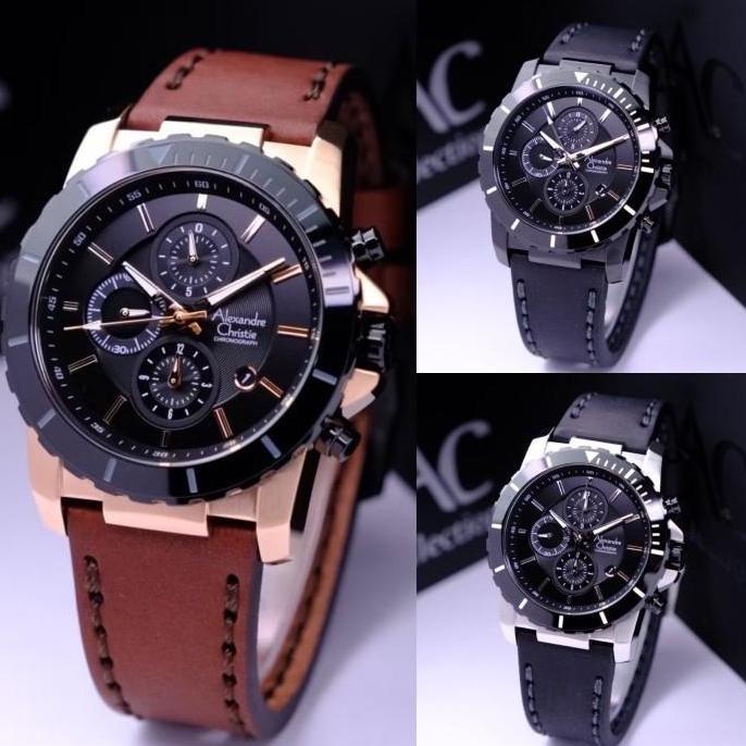 Jam Tangan Pria Alexandre Christie 6141 AC6141 (100% Ori) Watches Kulit
