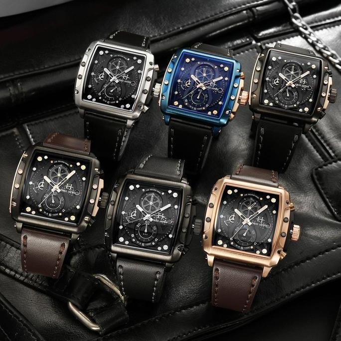 Evans Jayden Jam Tangan Pria 9550 Kulit Kaca Sapphire Chronograph Water Resistant 10 ATM Stainless W