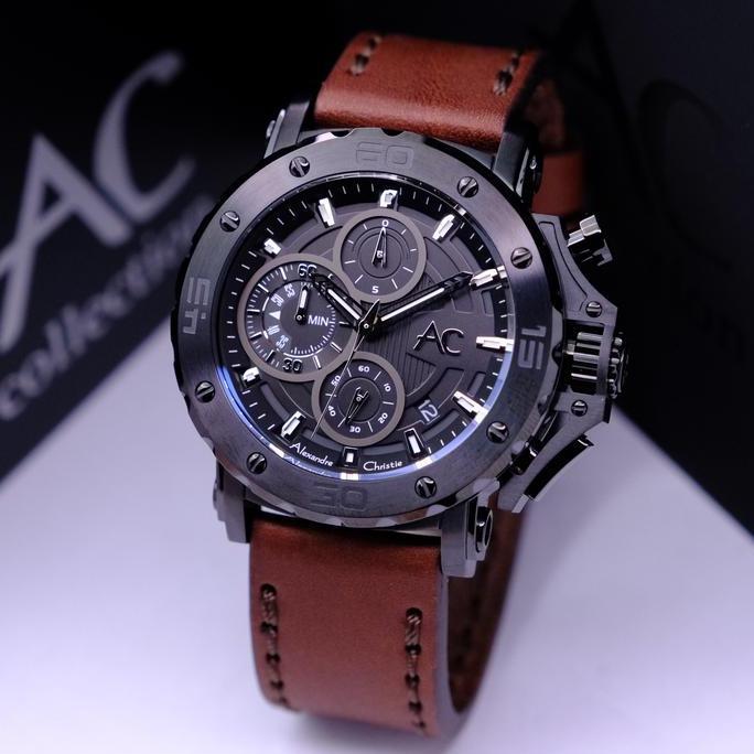 ALEXANDRE CHRISTIE AC 9205 BLACK BROWN. GARANSI RESMI 1TAHUN Watches