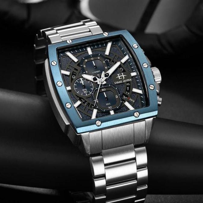 Jam Tangan Evans Jayden Jam Tangan Pria 9463-2 Rantai Stainless Kaca Sapphire Steel Chronograph Wate