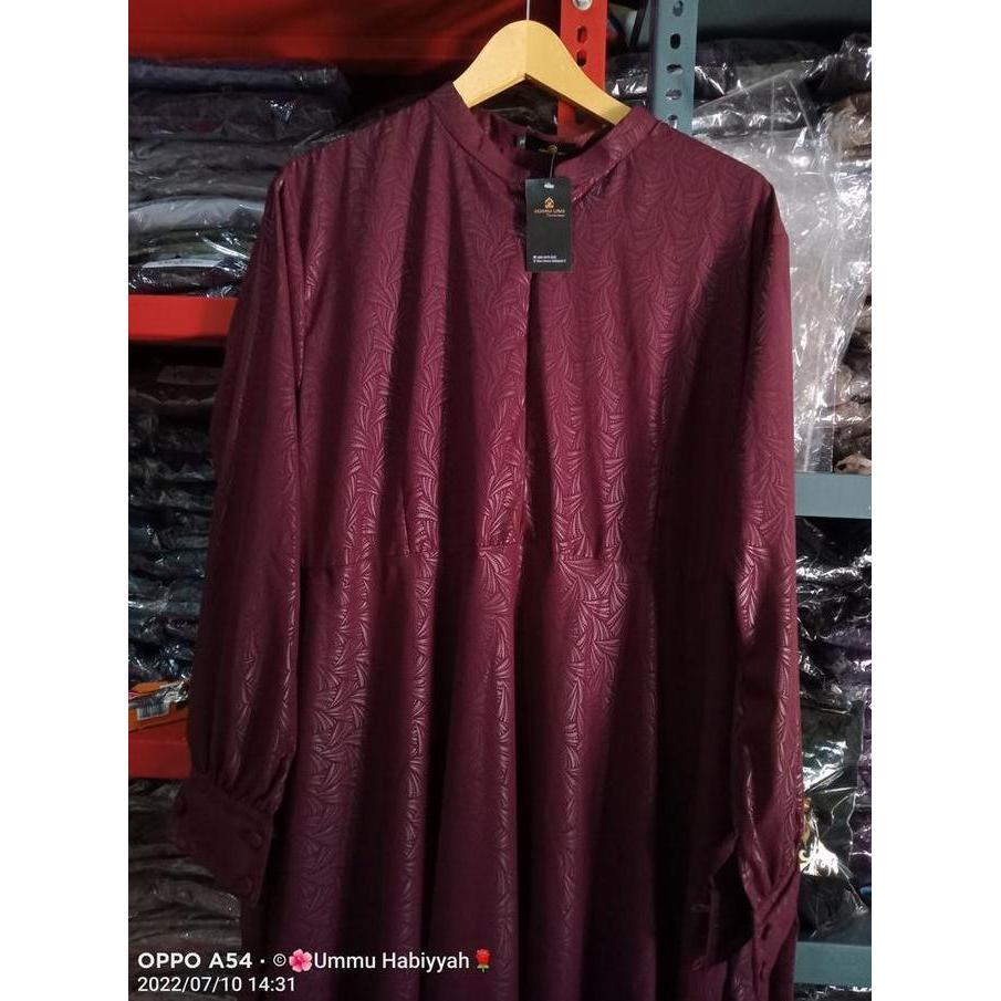 Grosir Gamis Embos Motif Kipas Warna Marun/Gamis Murah Marun /Gamis Marun Mur