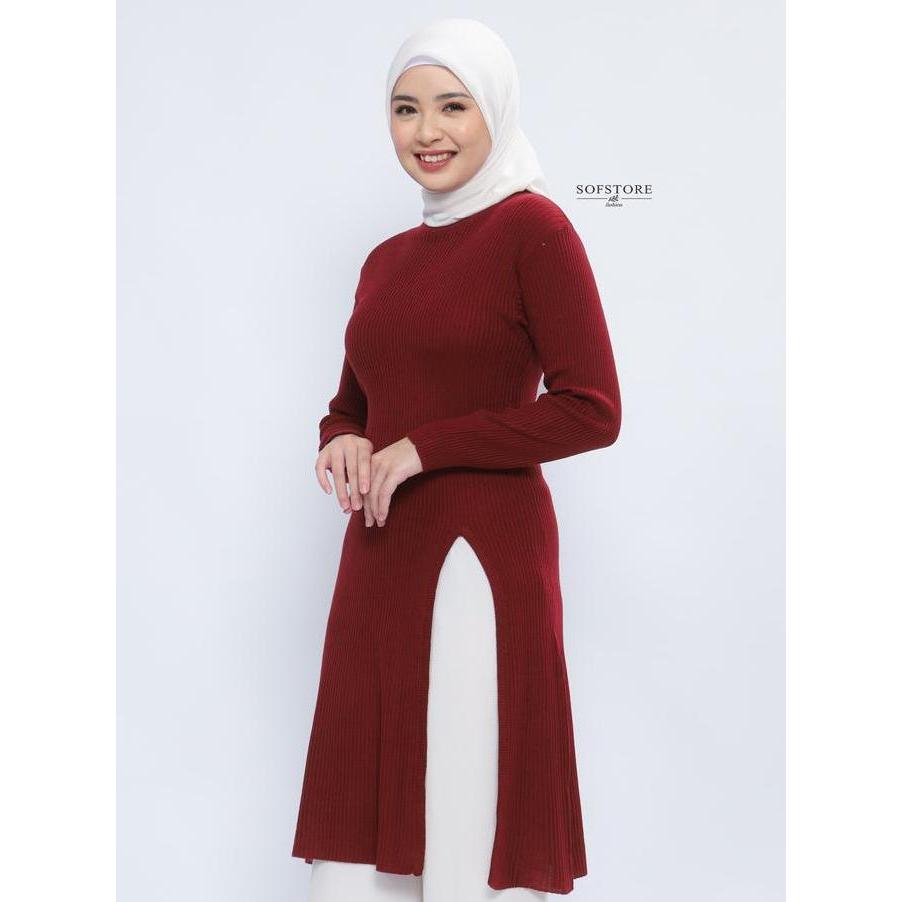 SYAMILA Tunik Knit Atasan Tunik Rajut Premium Dress Rajut Panjang Wanita