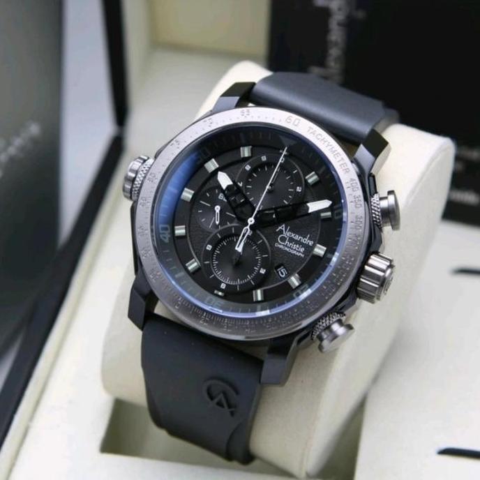 Jam Tangan Pria AC Alexandre Christie 6565 Orinal Karet - Full Black