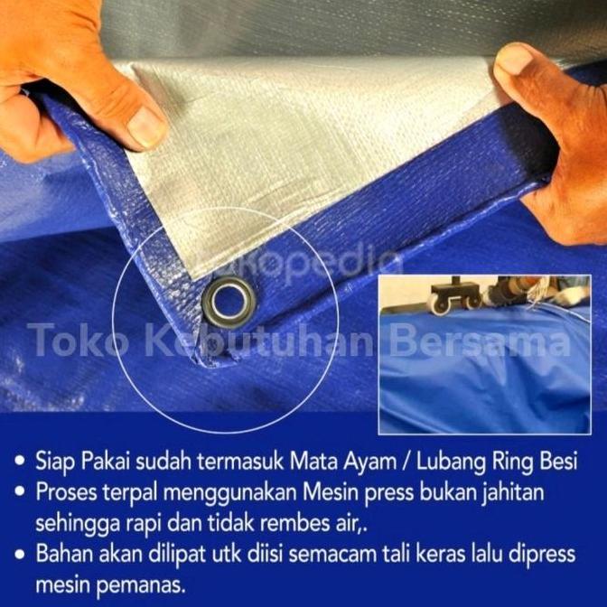 Terpal Plastik A5 Uk 3X4 Biru Silver Bahan Korea Cap Truk Fuso