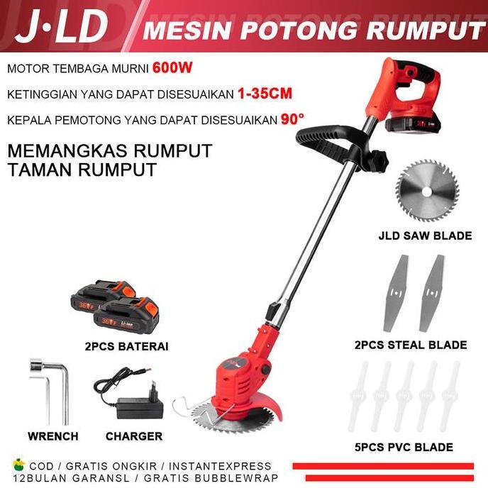 TERBARU JLD Mesin Pemotong Rumput Adjustable 36V Multifungsi Pemotong Rumput Portable Alat Mesin Pot