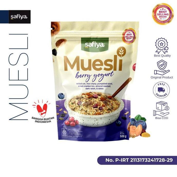 Muesli Berry Yogurt Safiya 1kg | Sereal Oat Muesli Food Oatmeal Halal dan BPOM