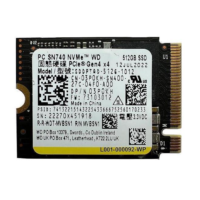 STEAM DECK-SSD WD SN740 512GB SSD M.2 2230 30MM NVME PCIE 4.0 GEN 4 X 4 ORIGINAL DAN TERPERCAYA