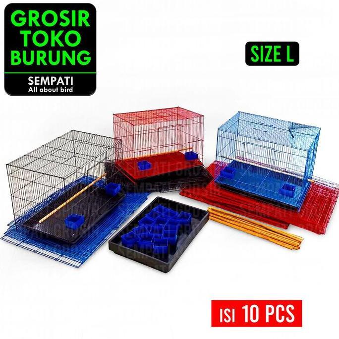 SEMPATI GROSIR Sangkar Kandang Umbaran Kucing Size Large L 60x40cm Ekonomis Isi 10 Pcs Fullset Free 