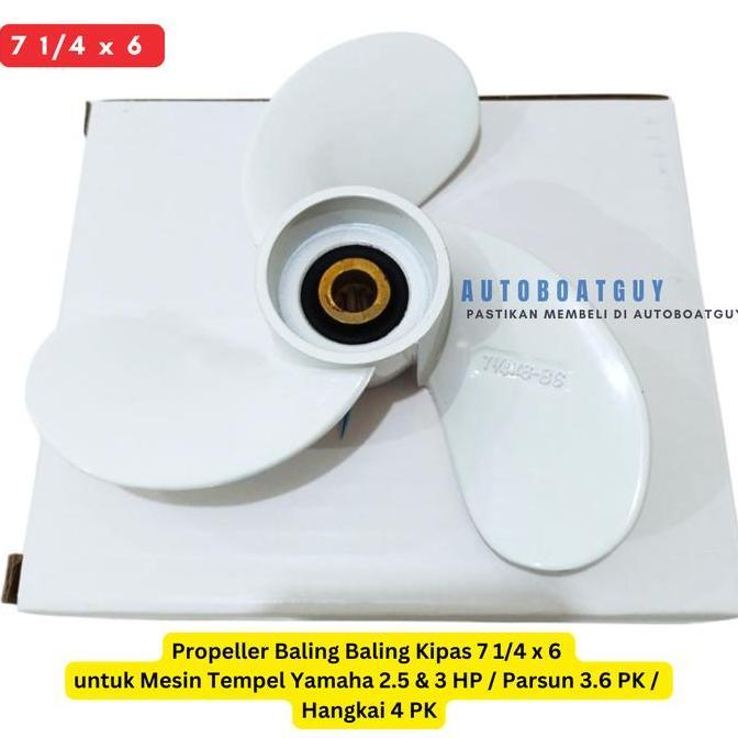 Propeller Baling Baling Kipas 7 1/4 x 6 untuk Mesin Tempel Yamaha 2.5 & 3 HP / Parsun 3.6 PK / Hangk