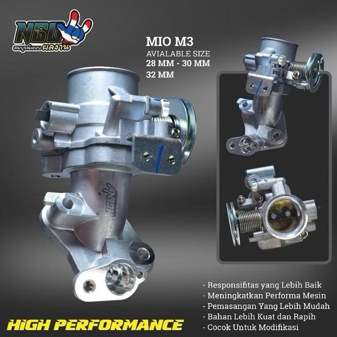 Super Murah, Throttle Body Ngo Racing Tb Mio M3 Xride 125 Fino125 Soul Gt125 28 30 32 Mm Tb Racing