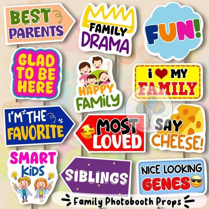 FAMILY PHOTOBOOTH PROPS KELUARGA TONGKAT FOTO DEKORASI HIASAN PROPERTI murah