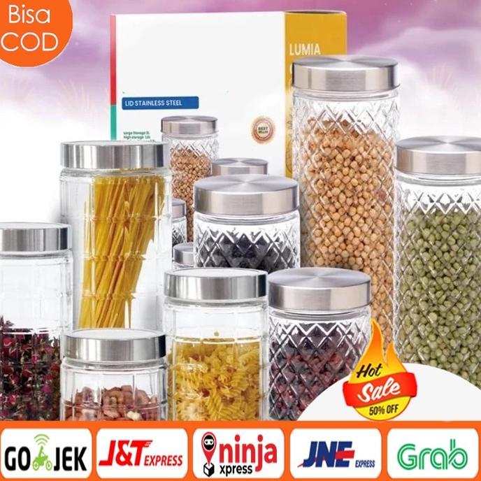 HC SET 4PCS Toples Kaca Set 4 IN 1 Toples Kue Lebaran Elegant Mewah / TOPLES KACA MEDIUM